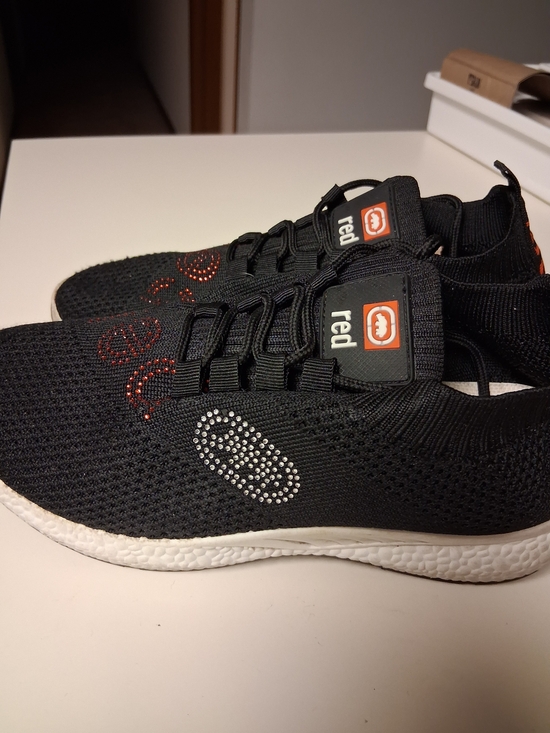 Ecko Unlimited Shoes - Ecko Unlimited Black Knit Slip-On Sneakers with Red Logo Accents